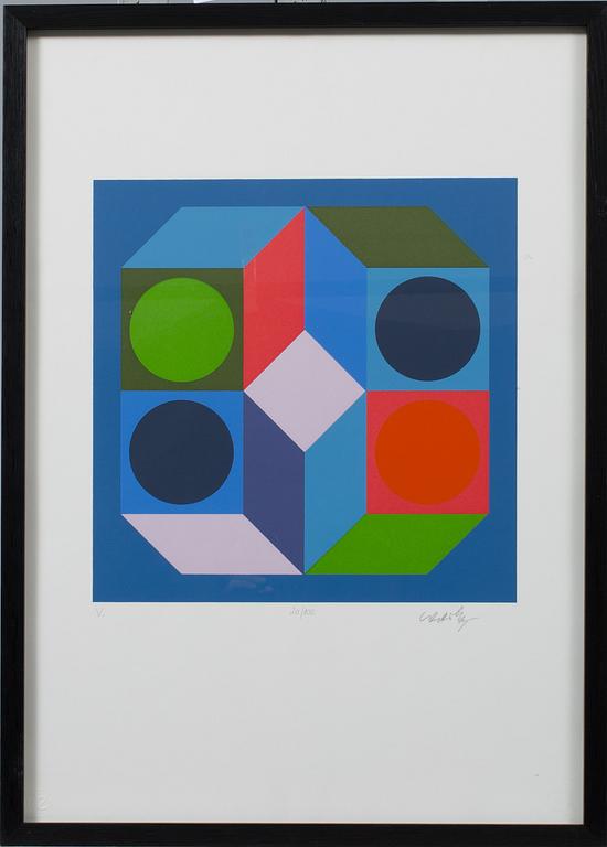 VICTOR VASARELY, färgseriegrafi, signerad och numrerad 20/100.