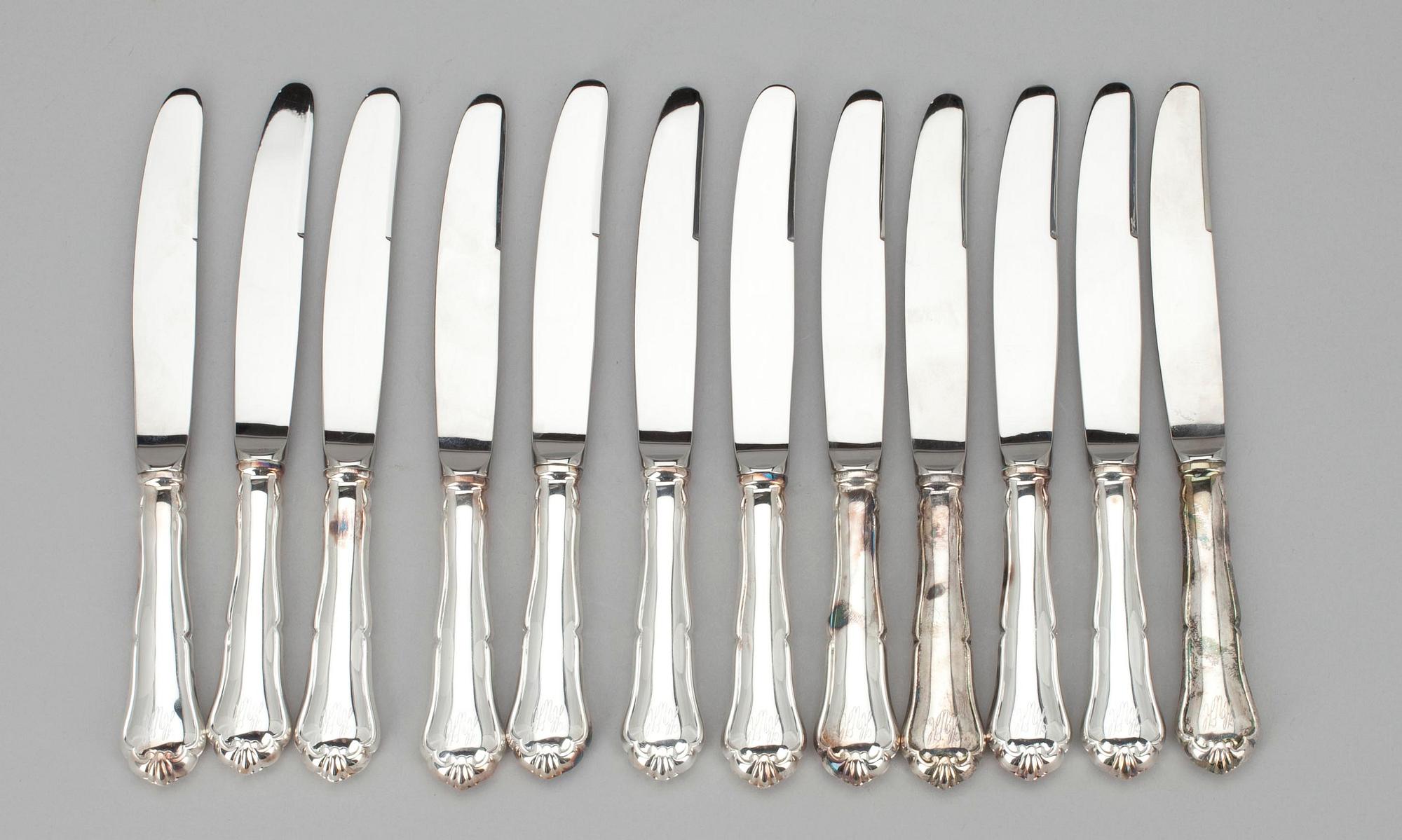 KNIVAR, 12 st, silver "Chippendale" Hansa-Silver 1997.