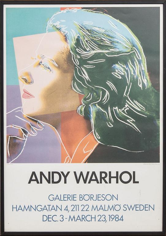 ANDY WARHOL, efter, affischer, 2 st, Galerie Börjeson, Malmö 1984.