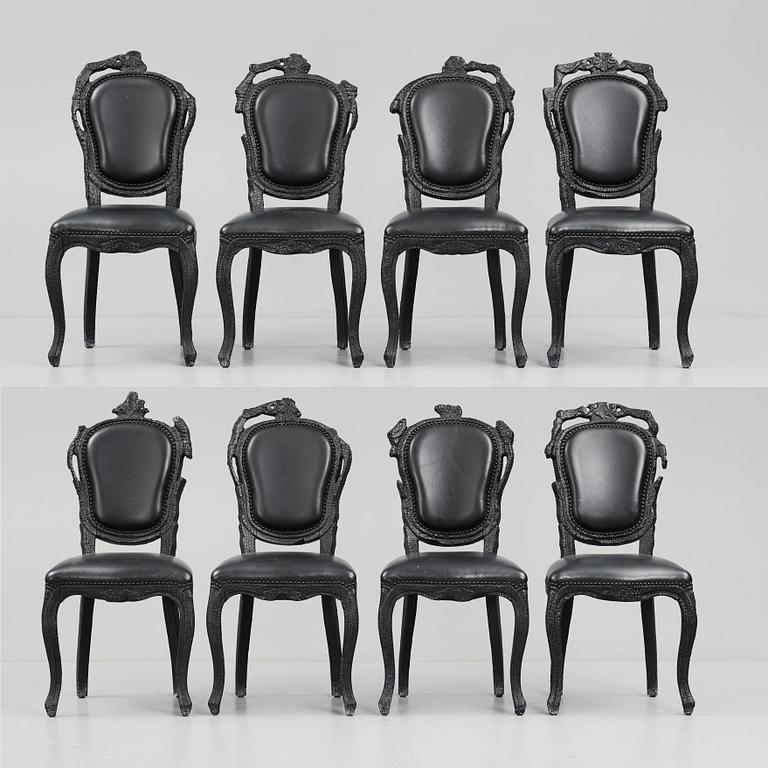 Maarten Baas, a set of eight "Smoke Dining Chairs", Moooi.