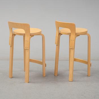 ALVAR AALTO, barstolar, ett par, modell K65, Artek, Finland, 1900-talets slut, modellen formgiven 1935.