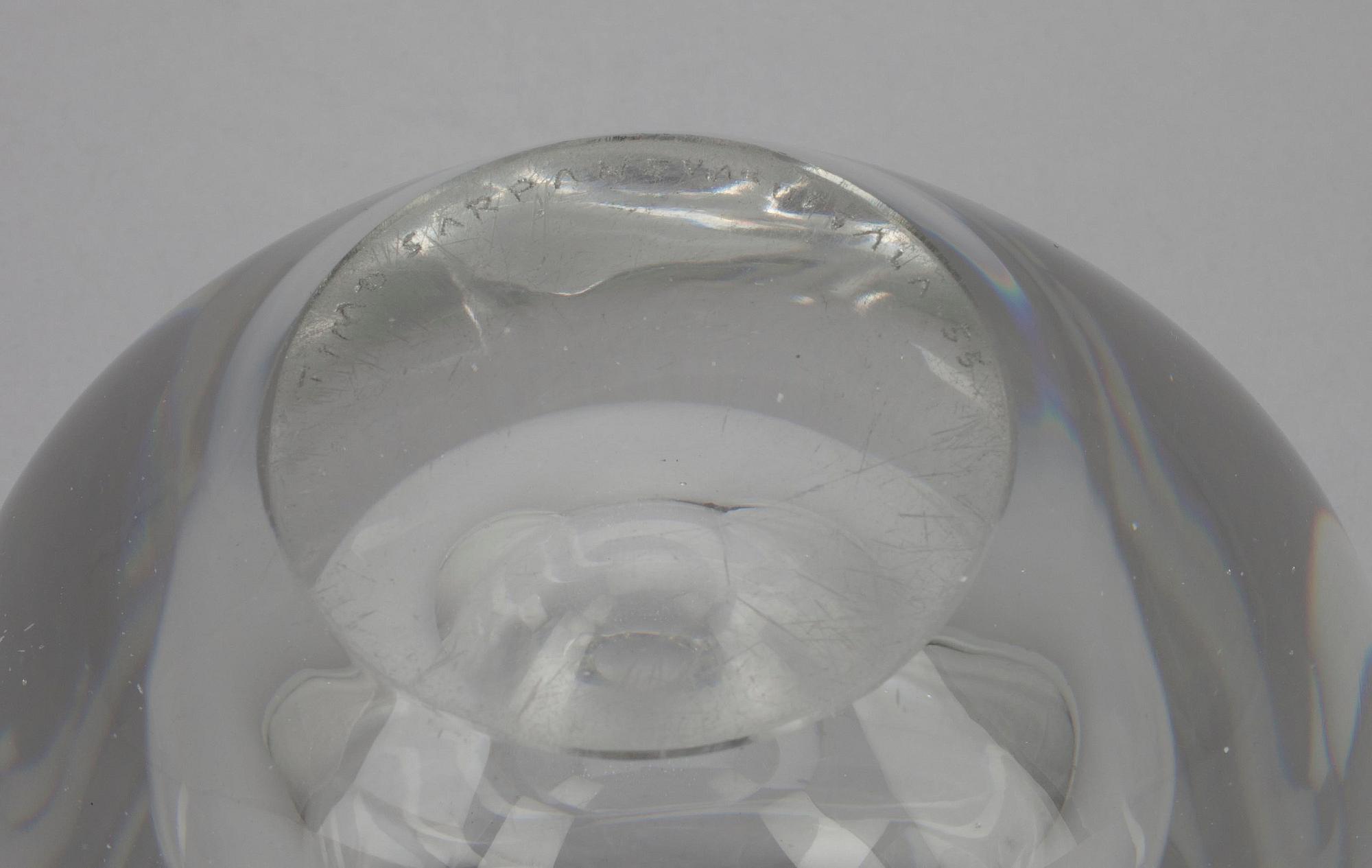 SKULPTUR, glas "Hjärta" signerad Timo Sarpaneva, Iittala -55.