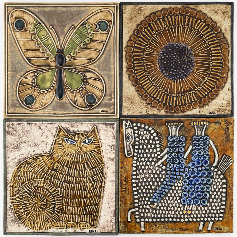 Lisa Larson, a group of four wall plaques, Gustavsberg.