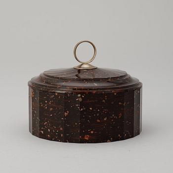 A Swedish Empire 19th porphyry butter box.