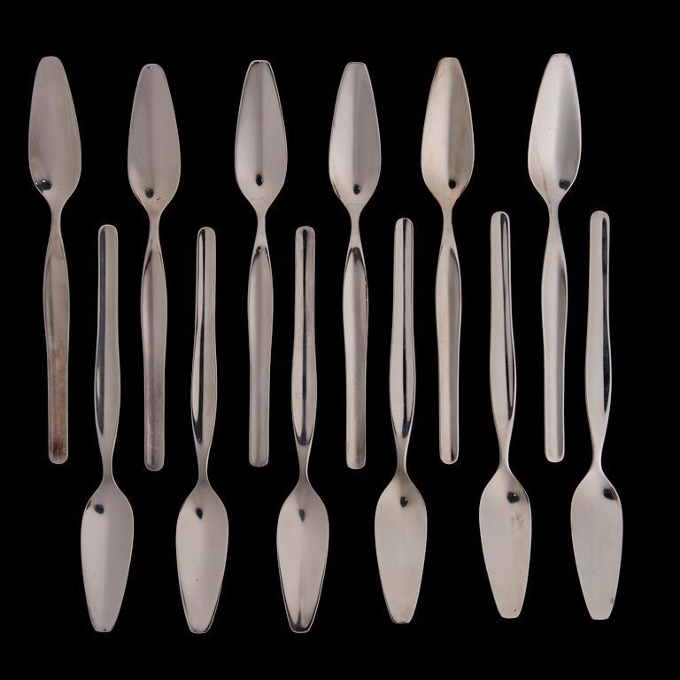 TAPIO WIRKKALA, "Tapio" smörknivar, 24 st, silver, Kultakeskus 1960-tal. Tot vikt 496 g.