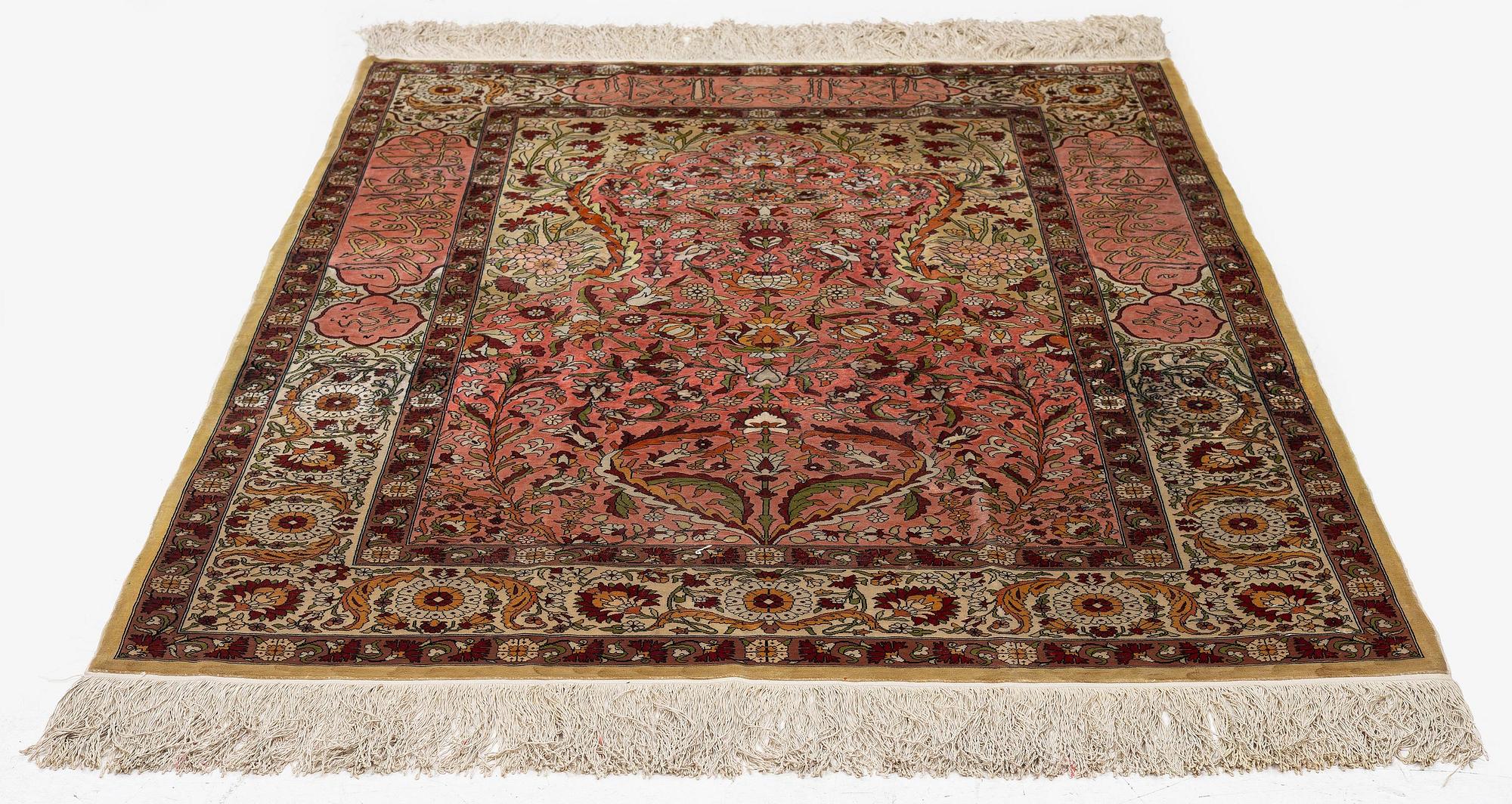 Matta, semiantik silke Hereke, Västra Anatolien, ca 147 x 100 cm.