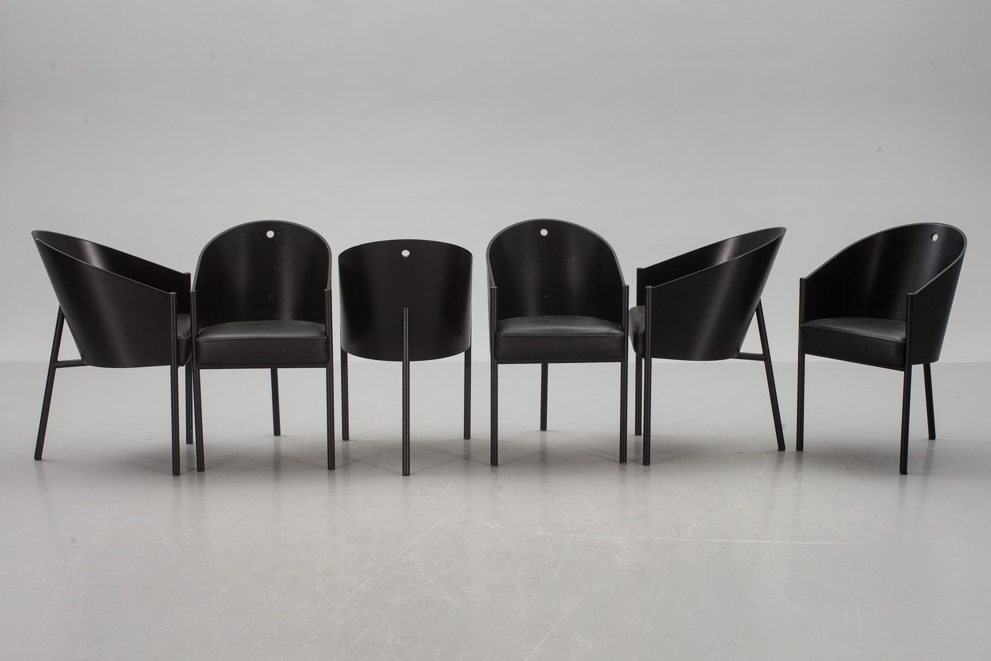 KARMSTOLAR, 6 st, "Costes", Philippe Starck, Aleph, Driade, Italien, märkta/etikettmärkta.