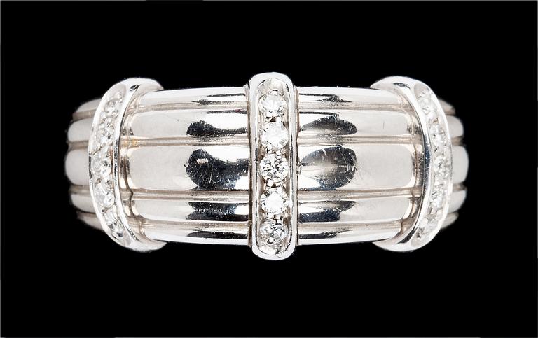 A brilliant cut diamond ring, tot. 0.21 cts.