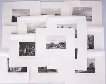 PARTI GRAVYRER, 14 st, stålstick, "En resa i Finland", A. Weger, 1870-tal.