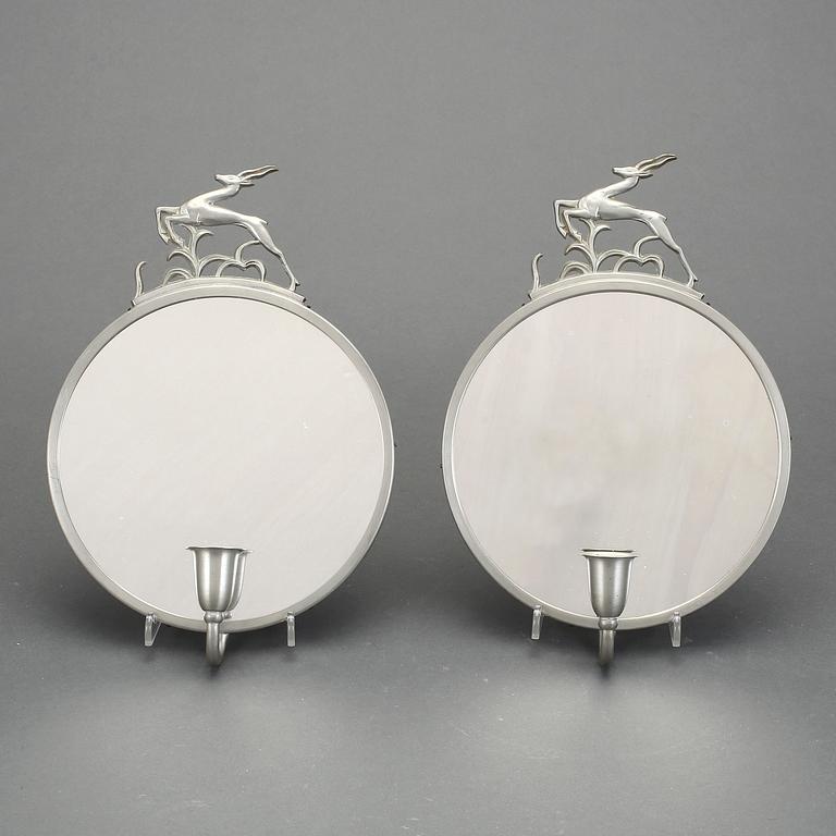 SPEGELLAMPETTER, ett par, tenn, art deco, 1900-talets första hälft.