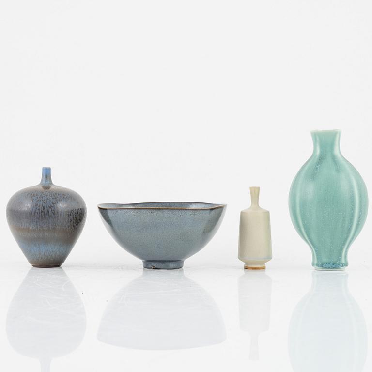 Berndt Friberg, three stoneware vases and a bowl, Gustavsbergs studio 1967-68, and Gustavsberg.