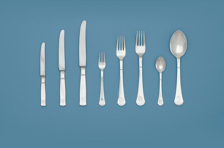 A 'Rosenholm' 60 pcs set of flatware by Guldsmedsaktiebolaget, Stockholm 1939-46.