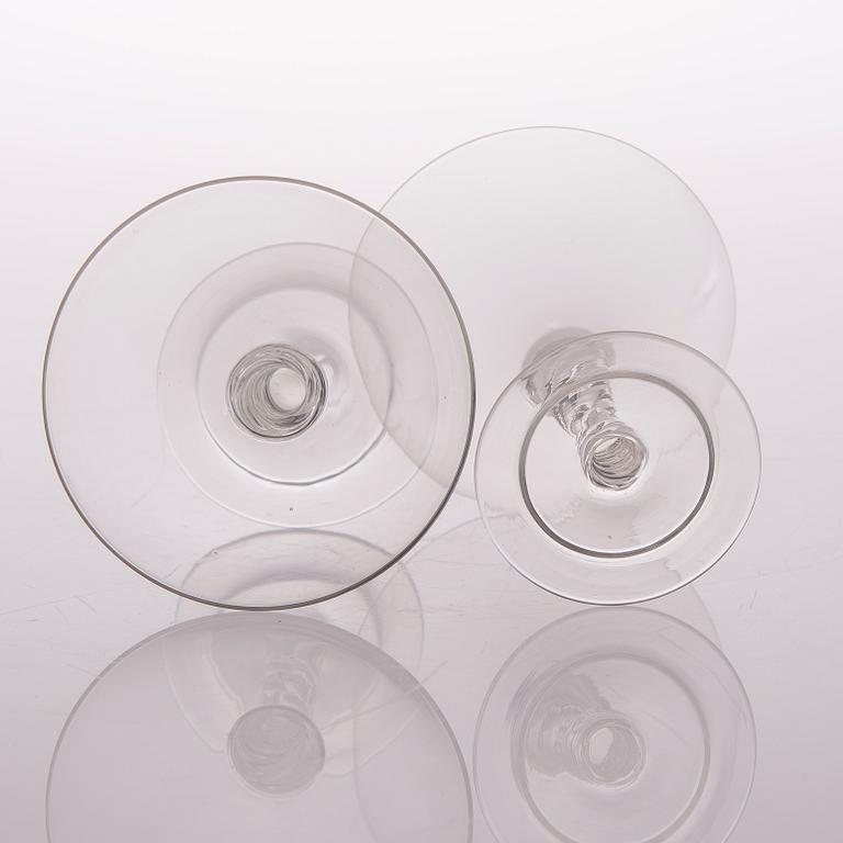 A set of twelve liqueur glasses from the first half of the 20th century.