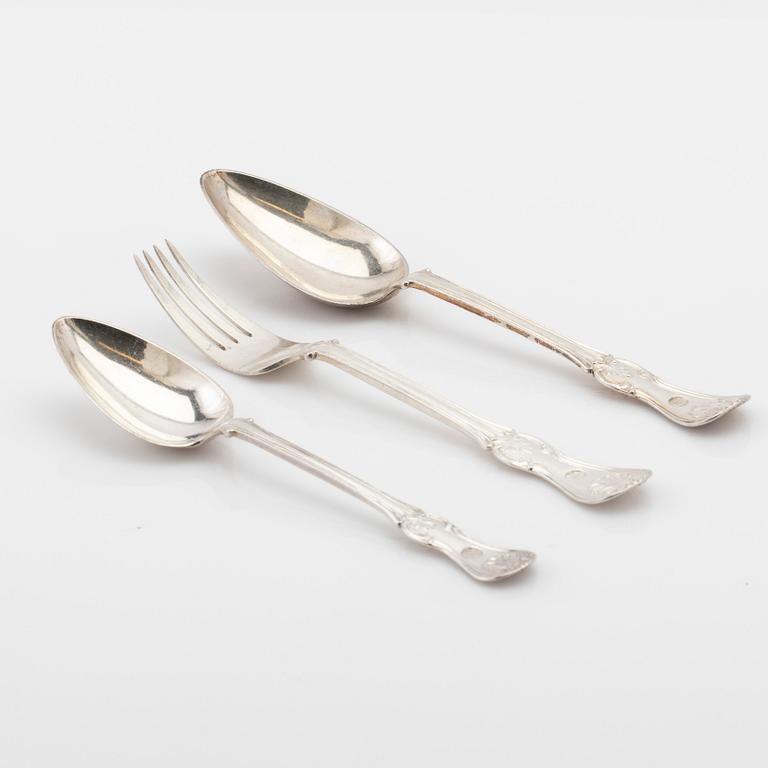 Silver cutlery, 34 pieces, Carl August Löndberg, mid-19th century.