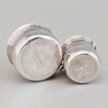 ERIC LÖFMAN, sockerskål och gräddkanna, silver, MGAB, Uppsala, 1973.