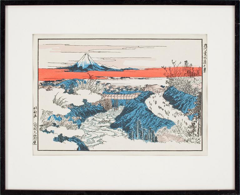 TRÄSNITT, efter Hokusai, Japan, 1900-tal.