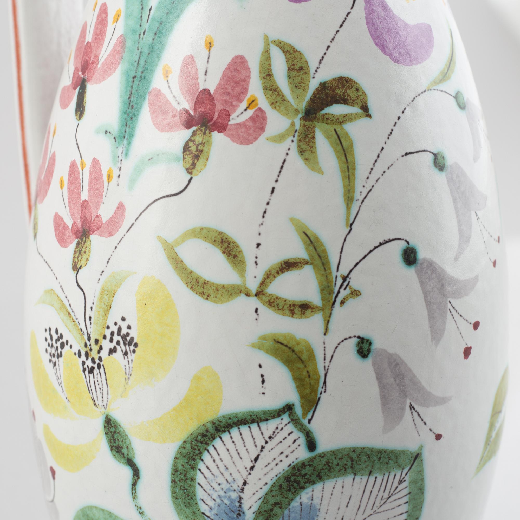 Stig Lindberg, a pair of faience jugs, Gustavsberg studio.