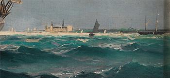 Vilhelm Victor Bille, "Skepp på redden vid Kronborg" (Ships near Kronborg castle).