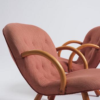 Swedish Modern, a pair of 'Clam Chairs', possibly by Erik Eks Snickerifabrik, probably 1950s.
