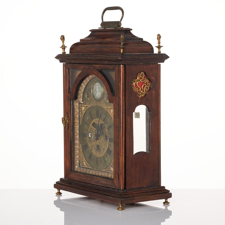 A Prague rococo bracket clock 'Stockuhr' signed Simon Schreiblmeyr, later part of the 18th century.