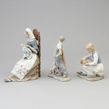 Three Lladro and Nao porcelain figurines, Spain, 1980/90s.