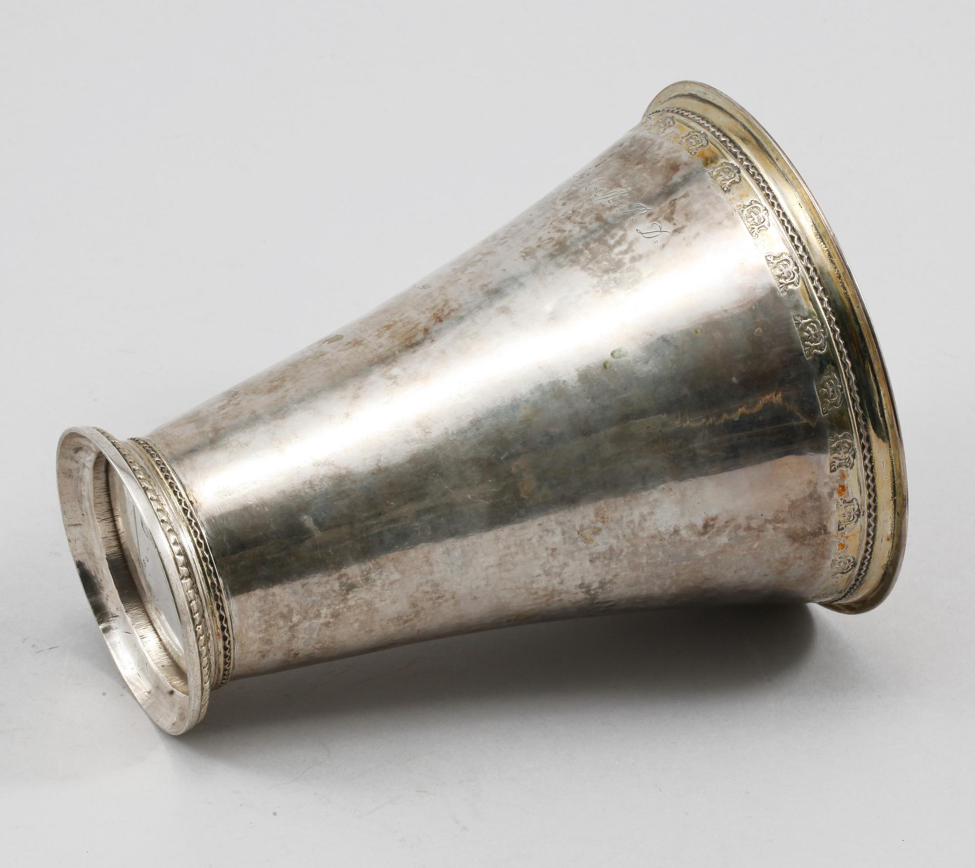 BÄGARE, silver, Nils Trybom, Linköping, 1765, vikt 253 gram.