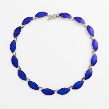 Collier and earrings, Meka and Volmer Bahner silver and blue enamel, Denmark.