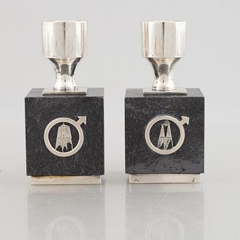 KG Markström's Goldsmiths Ltd, candlesticks, a pair, silver, Uppsala, 1964.