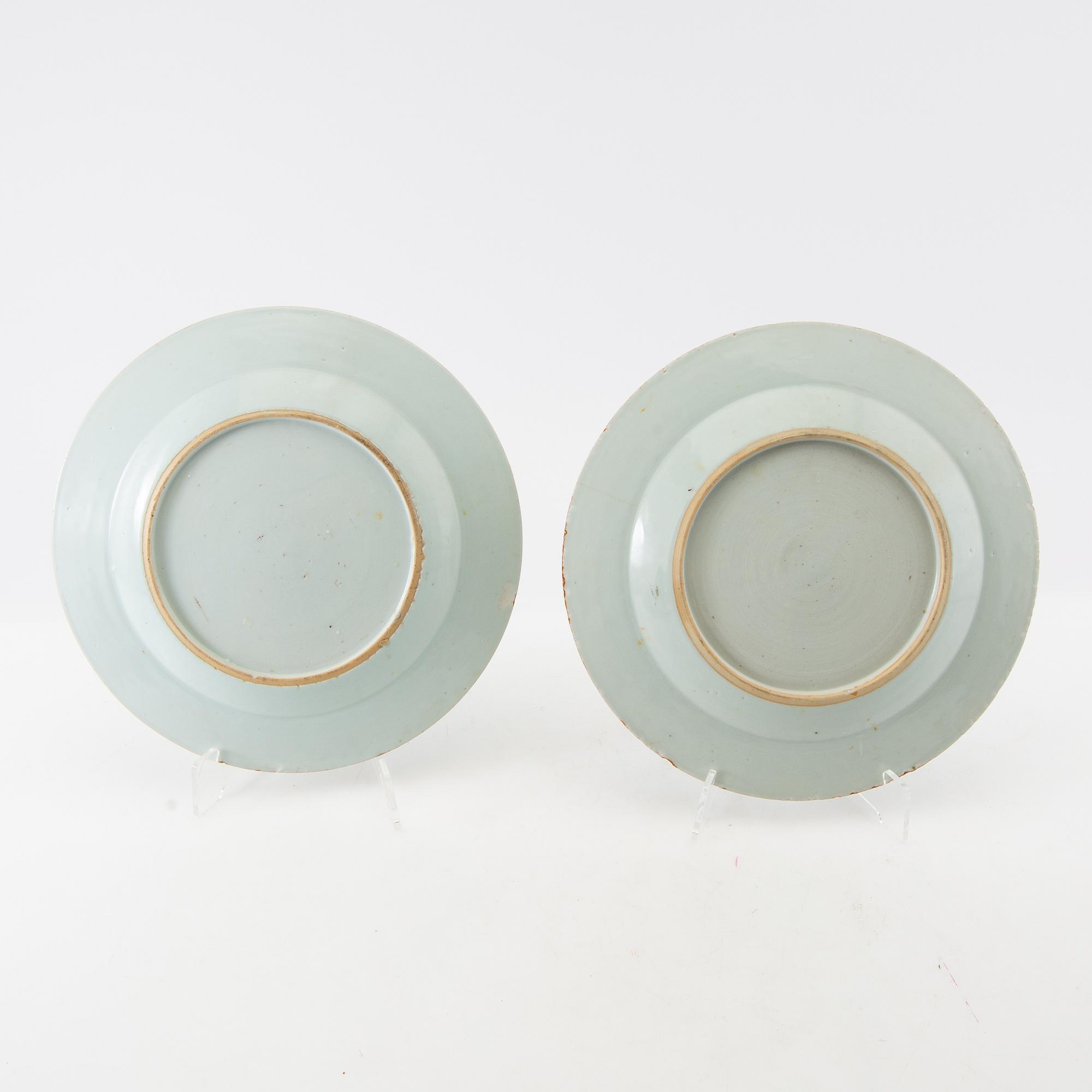 A group lot of six Chinese Export dishes, Qing dynasty, 18th century.