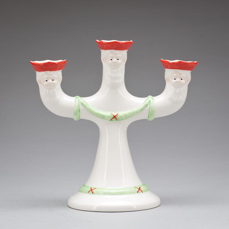 KANDELABER, flintgods, "God Jul", Rörstrand.