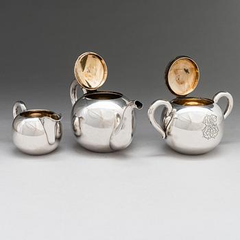 A Russian 4-piece silver tea set in original box, Saint Petersburg 1894. Unidentified master, C.A.