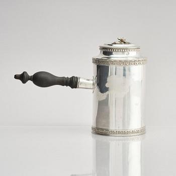 A Swedish 18th century silver chocolate-pot, mark of Pehr Zethelius, Stockholm 1780.