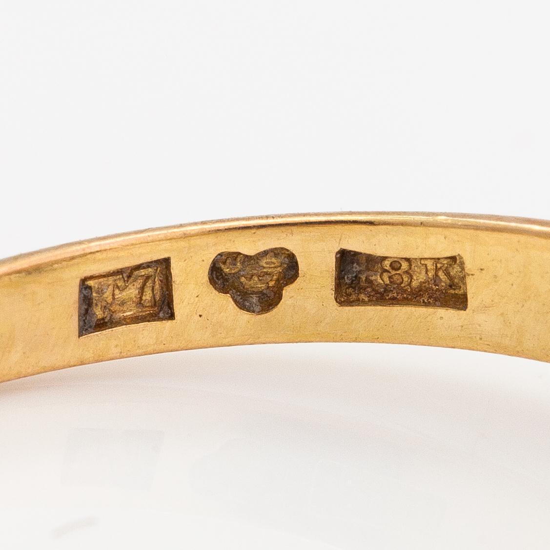 Ring, 18K guld, gammalslipad diamant ca 1.20 ct. Karl Andersson, Stockholm 1908.
