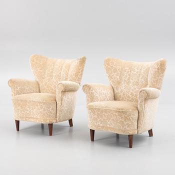 Armchairs a pair, Swedish Modern, 1940s.