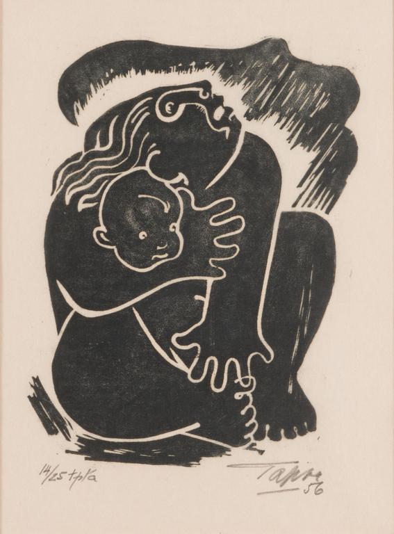 TapsaTapiovaara, träsnitt, signerad och daterad -56, numrerad 14/25 tpl'a.