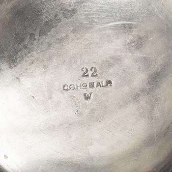 Sylvia Stave, a silver-plate tea pot and silver-plate jug, C.G.Hallberg, Sweden, first half of the 20th century.