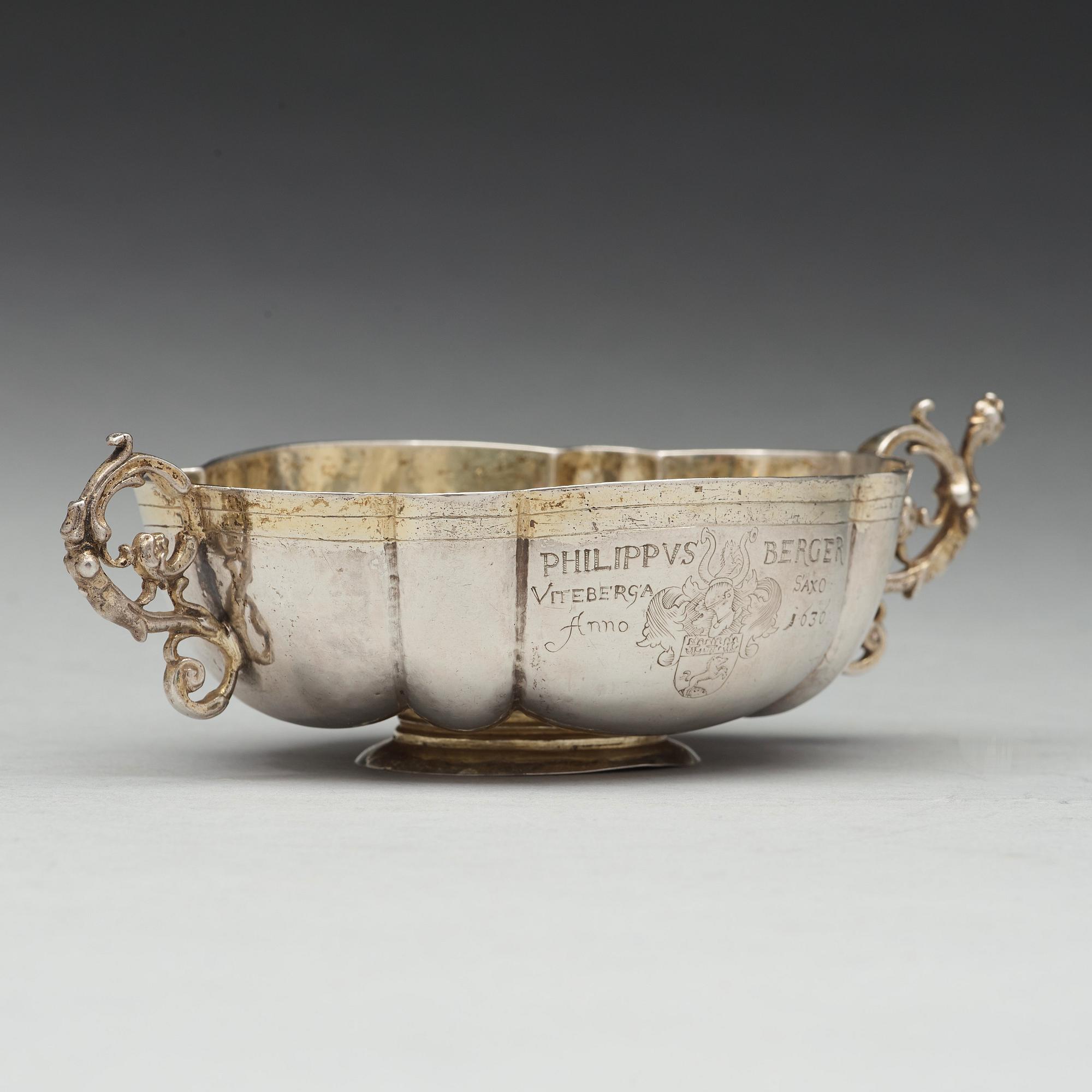 BRÄNNVINSSKÅL, ostämplad, silver, Sydtyskland, daterad 1636.