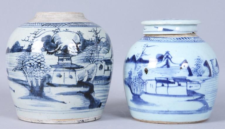 BOJANER, 2 st, porslin, Kina, 1800-tal.