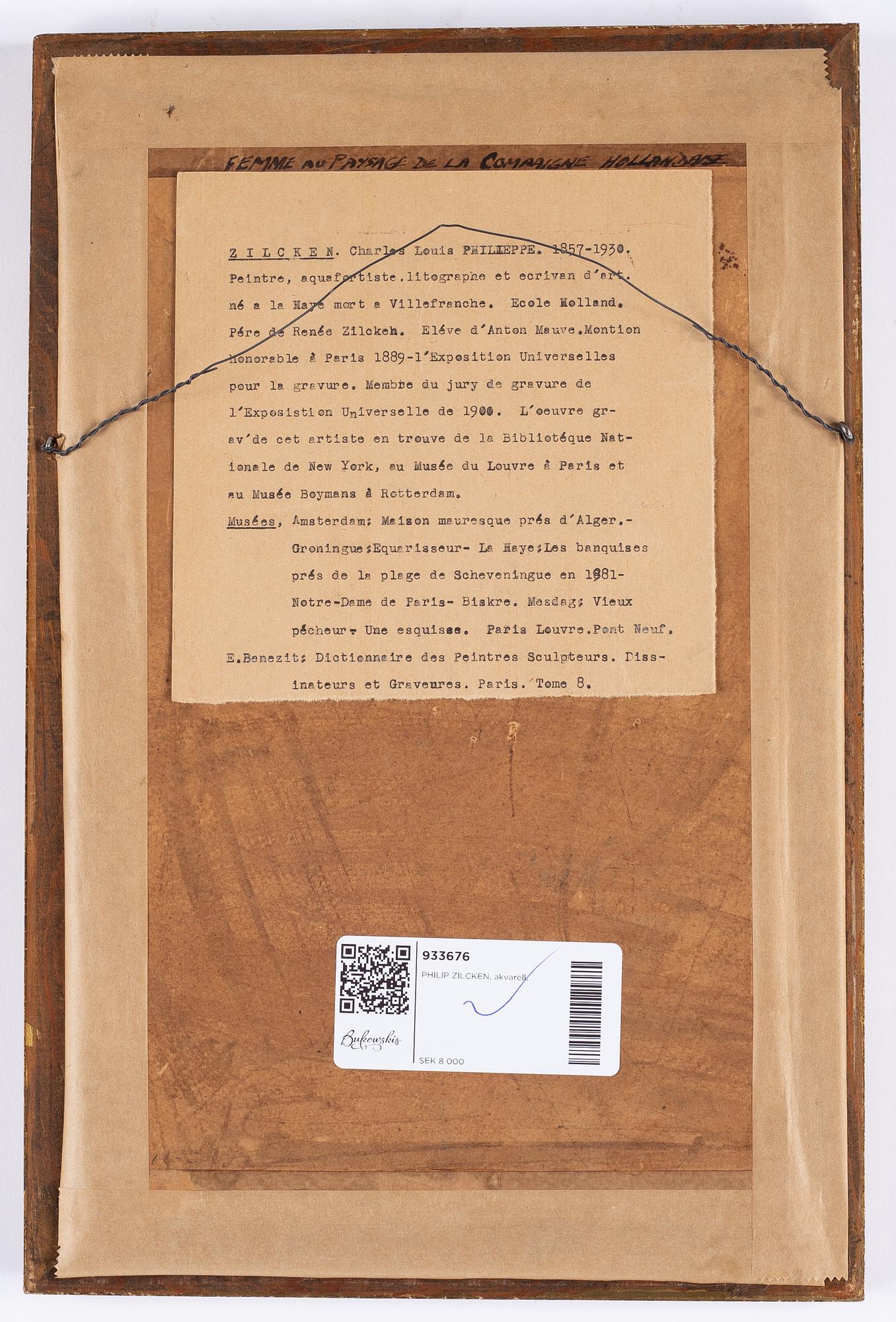 Philip Zilcken, watercolour, signed.