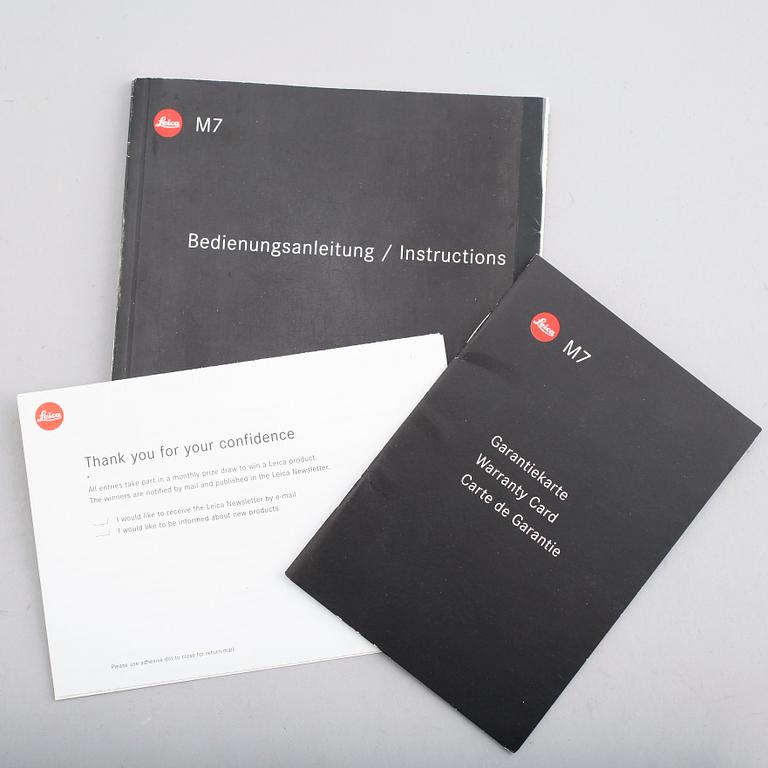 KAMERA, Leica M7, nr 285499, Tyskland, modellen lanserad 2002.