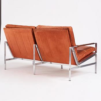 Preben Fabricius & Jørgen Kastholm, a two-seated brown leather sofa, Kill International, Germany 1960s.