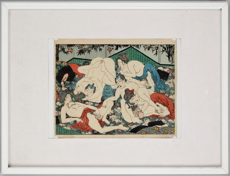 OKÄND KONSTNÄR, träsnitt, Japan, 1800-talets slut.