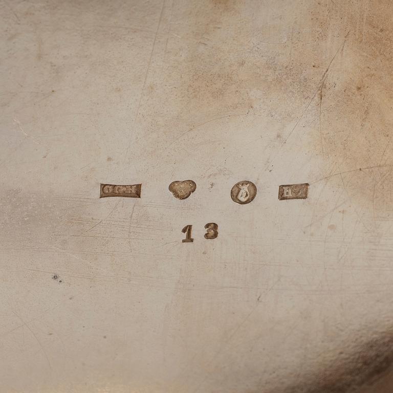 Two silver beakers and a bowl.