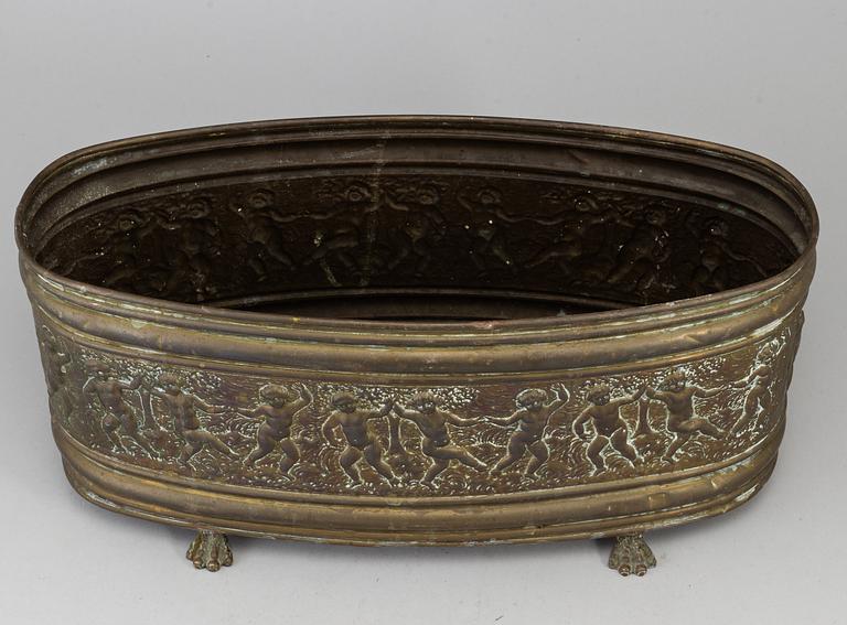 A 19th century brass jardiniere.