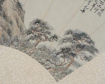 Solfjädersmålningar, tre stycken, Kina, 1900-tal.