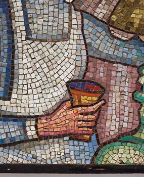 Einar Forseth, a mosaic work 'Barmhärtigheten' (The Mercy), probably an original study for the Golden Hall at the Stockholm City Hall.