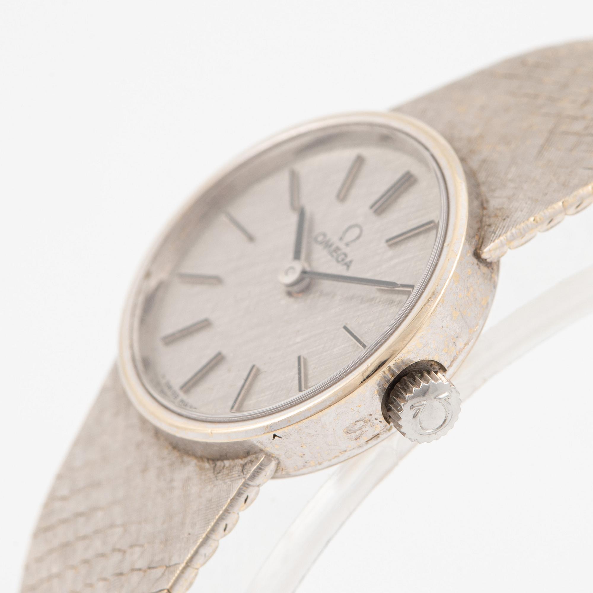 Omega, wristwatch, 18K white gold, 20 mm.