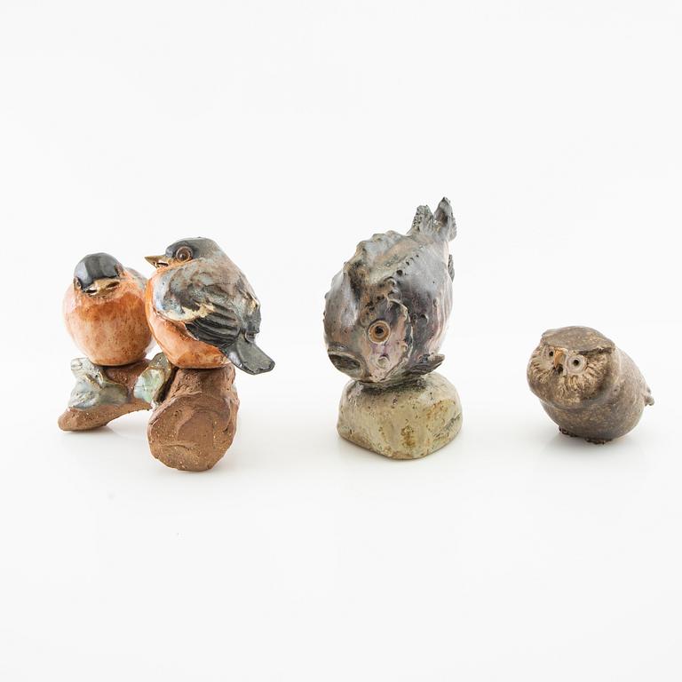 Gunnar Hansson, sculptures/figurines 3 pcs signed glazed stoneware.