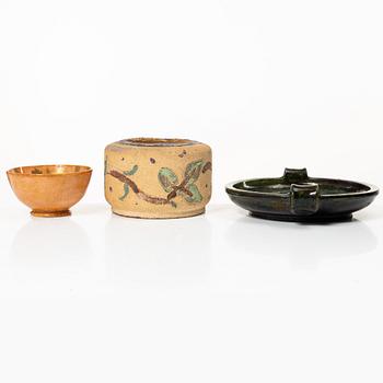 Wilhelm Kåge, a ceramic bowl, vase and dish, Gustavsberg, Sweden, 1927-29.