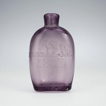 FLASKA, glas, daterad 1829.